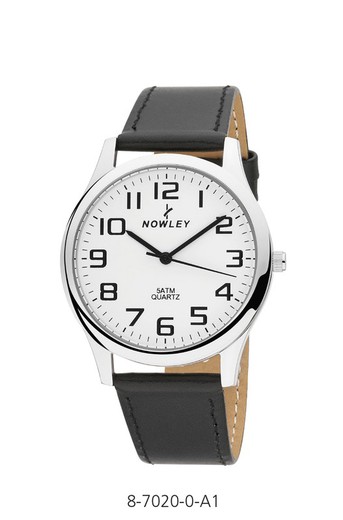 Reloj nowley de hombre en acero con correa de piel negra