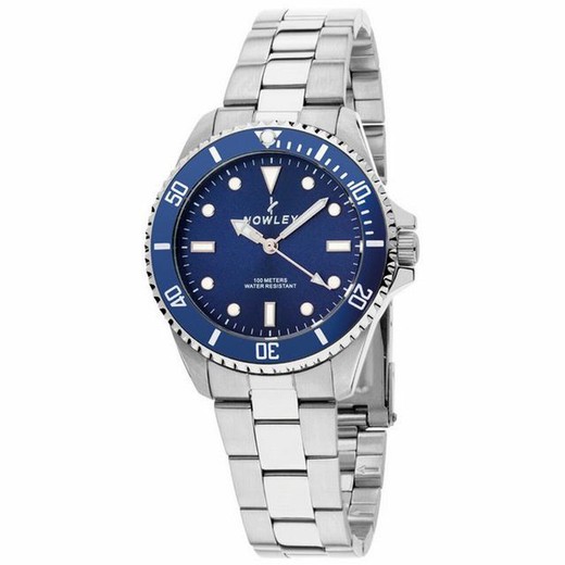 Relógio feminino submersível Nowley com mostrador azul de aço inoxidável