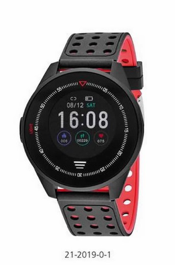 Reloj smartwatch Nowley con correa roja y negra