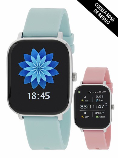 Relógio Marea Smartwatch com alto-falante e pulseira de presente, silicone rosa e azul