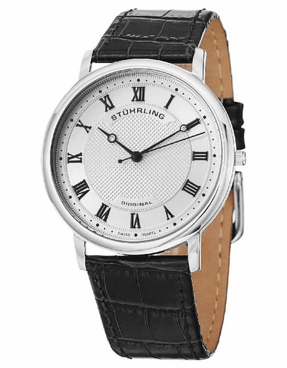 Relógio de homem Stührling com pulseira de couro preta