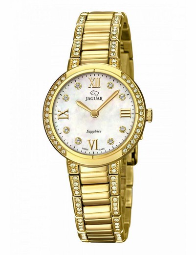 Reloj suizo mujer acero Pvd dorado y circonitas