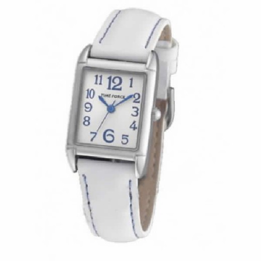 Montre Time Force pour femme ou fille avec bracelet en cuir blanc.