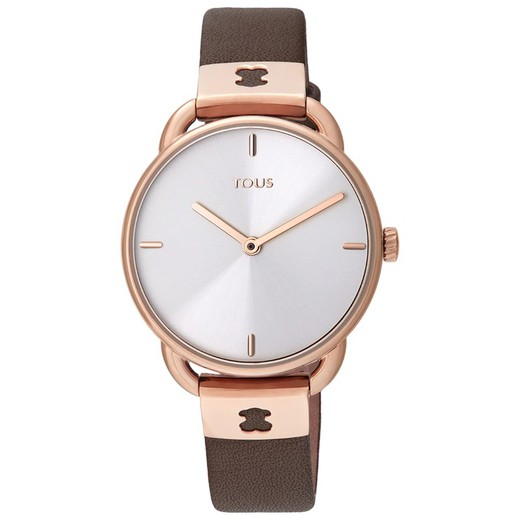 Montre Tous Let en cuir rose et bracelet marron