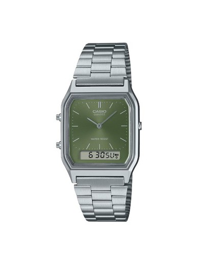 Reloj unisex Casio analógico-digital AQ-230 esfera verde oscuro