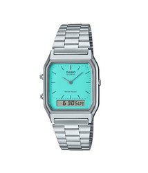 Relógio Casio analógico-digital unissex azul turquesa