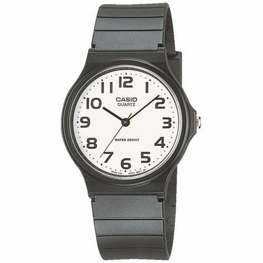 Reloj Unisex Casio MQ-24 color negro esfera blanca y números grandes