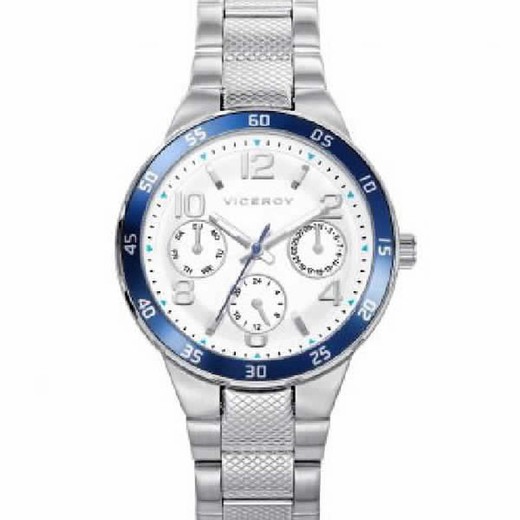 Reloj Viceroy niño acero multifunción, bisel en azul.