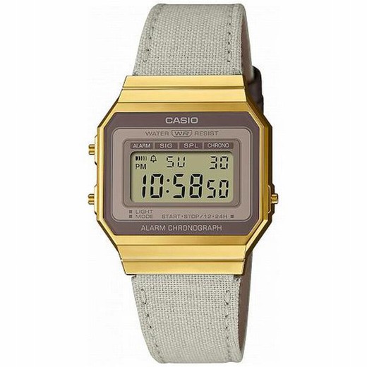 Reloj vintage Casio dorado con brazalete en piel