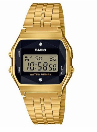 Reloj vintage Casio dorado con brillantes en la esfera