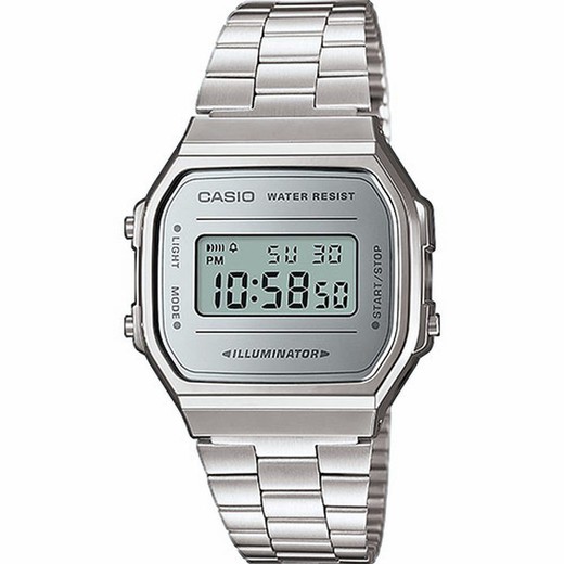 Reloj vintage Casio plateado con esfera plateada efecto espejo