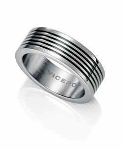 Anillo de hombre Viceroy en acero y rayas en negro