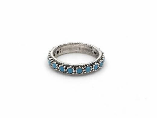 Anillo de plata con circonitas color turquesa