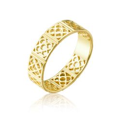 Anillo de plata chapada en oro con baldosa Panot Barcelona