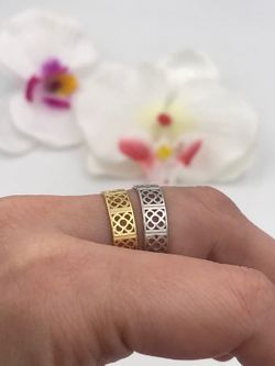 Anel de prata banhado a ouro com azulejo Panot Barcelona