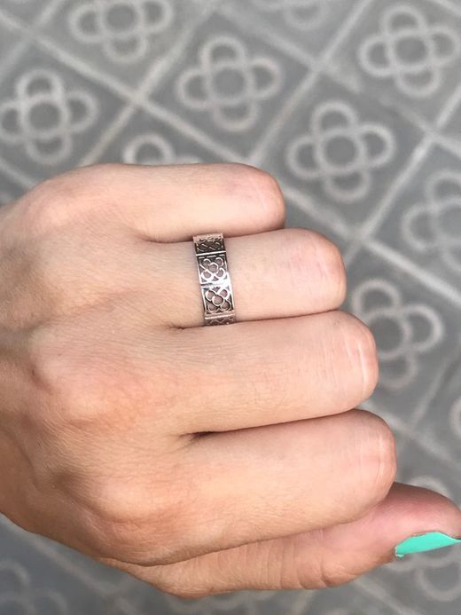 Silberring mit Fliese Panot Barcelona