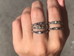 Minimaler Silberring Raive grünes Katzenauge