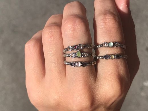 Minimaler Silberring Raive grünes Katzenauge