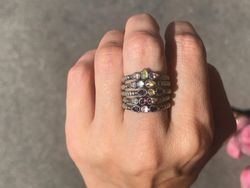 Minimaler Silberring Raive grünes Katzenauge