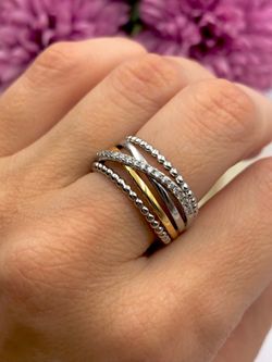 Anillo en plata de ley Lines Combi