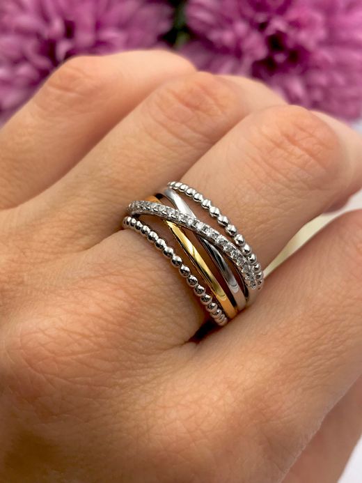 Anillo en plata de ley Lines Combi