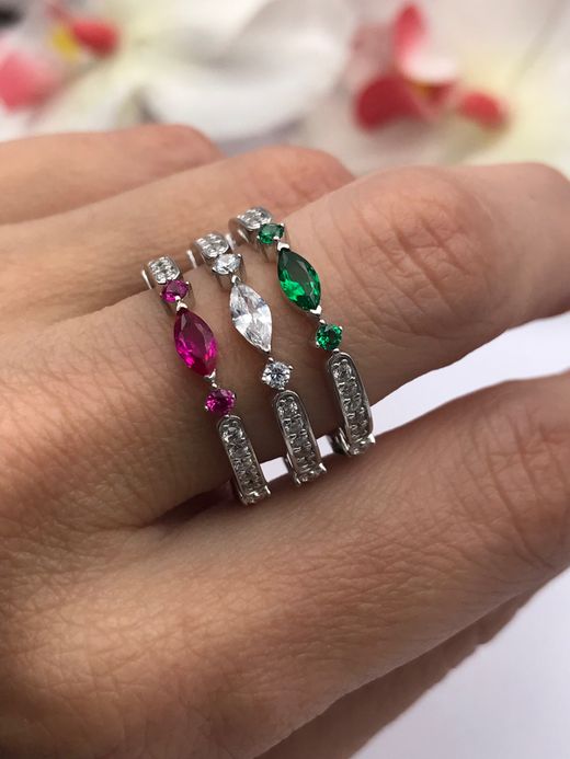 Anillo en plata de ley Multi Tear White