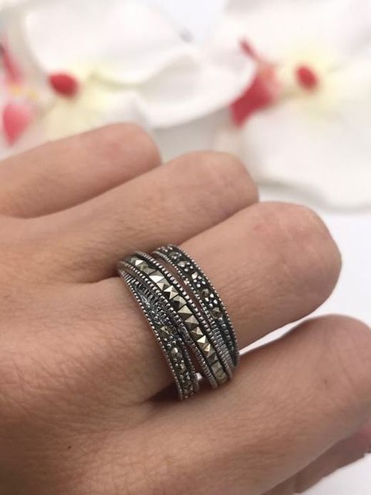 Ring aus Sterlingsilber mit Streifen