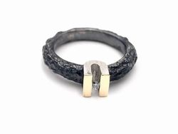 Anillo en plata de ley Trunk con Brillante