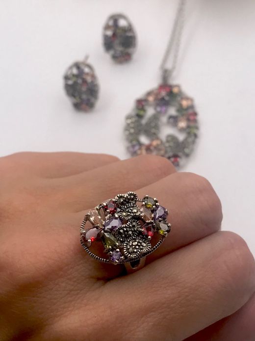 Anillo maxi Elegant de plata de ley Multi