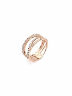 Anillo de plata chapado en oro rosa y circonitas engastadas
