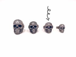 Anillo Top Silver de calavera unisex mediano de plata envejecida