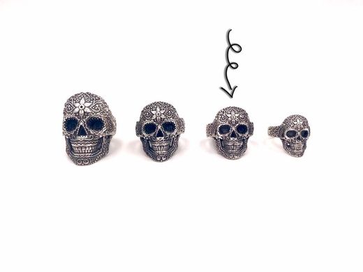 Anillo Top Silver de calavera unisex mediano de plata envejecida