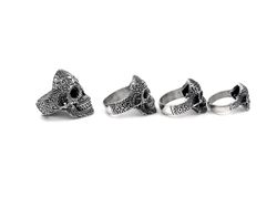 Anillo Top Silver de calavera unisex mediano de plata envejecida