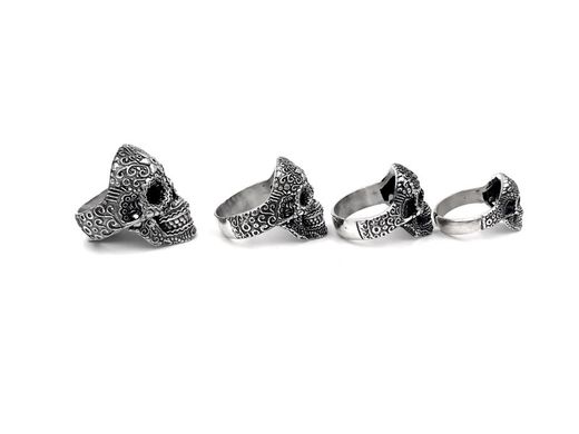 Anillo Top Silver de calavera unisex mediano de plata envejecida