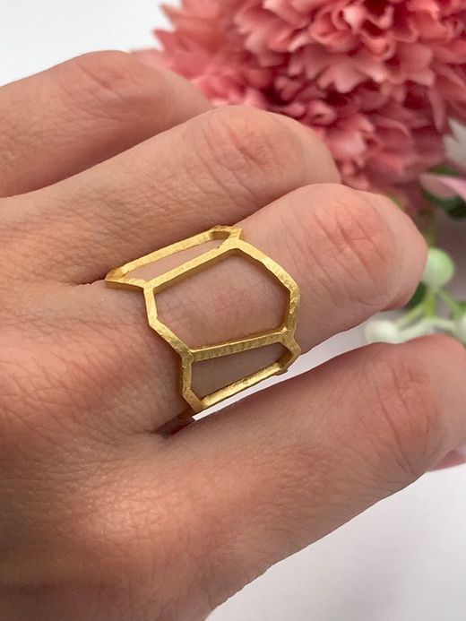 XL-Ring Laxe aus Silber und Gold