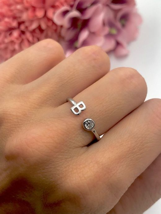 Rhodinierte Silberringe mit Buchstaben