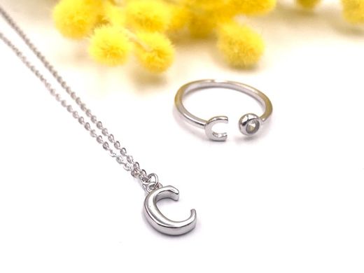 Rhodinierte Silberringe mit Buchstaben