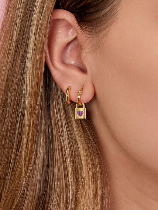 Créole en argent sterling plaqué cadenas