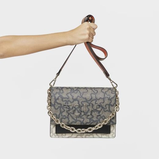 Bandolera Tous Audree Mediana Kaos Chain Icon Negra y Beige