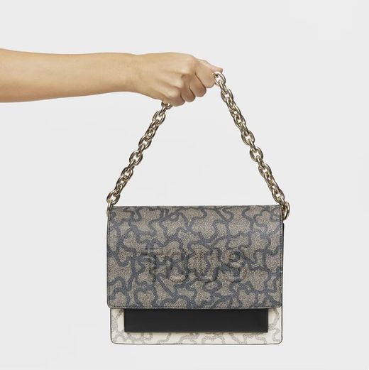 Bandolera Tous Audree Mediana Kaos Chain Icon Negra y Beige