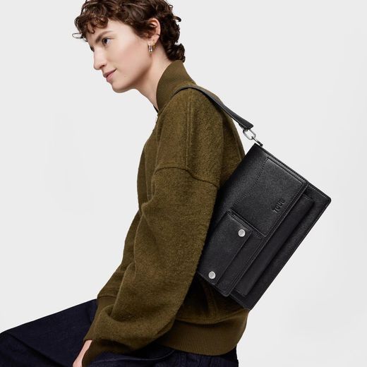 Tous Audree Pockets Medium Schwarze Schultertasche