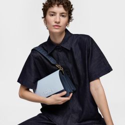 Tous Audree Saffiano Schultertasche, mittelgroß, Marineblau