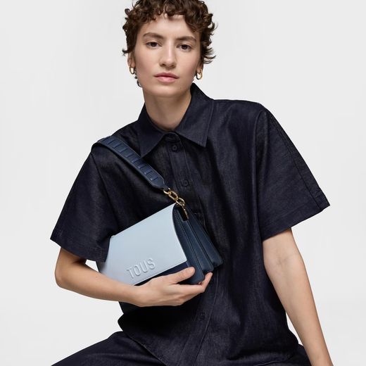 Tous Audree Saffiano Schultertasche, mittelgroß, Marineblau