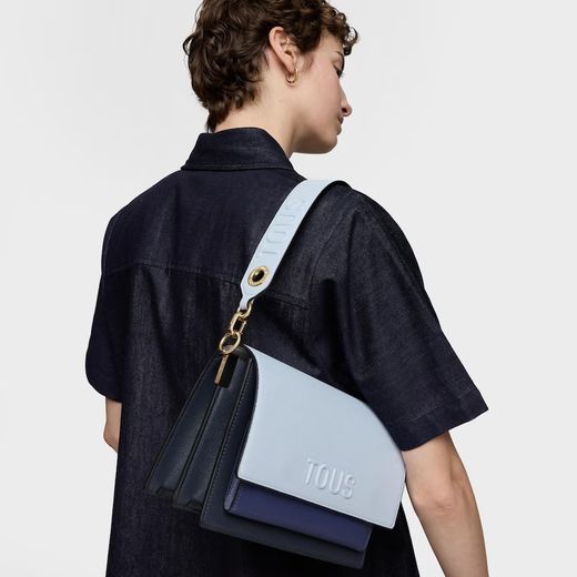 Tous Audree Saffiano Schultertasche, mittelgroß, Marineblau