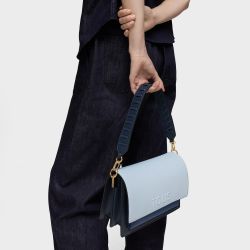 Tous Audree Saffiano Schultertasche, mittelgroß, Marineblau