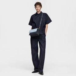 Tous Audree Saffiano Schultertasche, mittelgroß, Marineblau