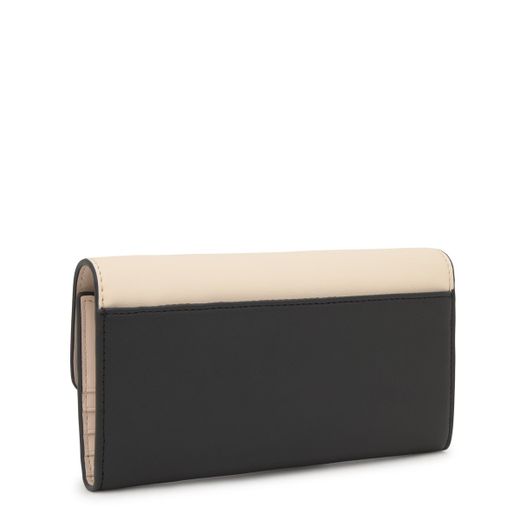 Große Tous Flap Kaos Icon Geldbörse in Beige und Schwarz