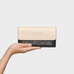 Große Tous Flap Kaos Icon Geldbörse in Beige und Schwarz