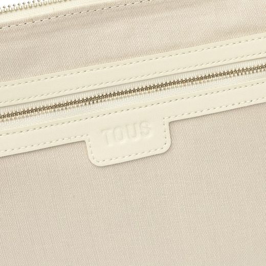 Tous Chain Fold Schultertasche aus beigefarbenem Leder