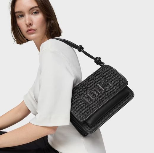 Tous Audree – Mittlere Raffia-Tasche in Schwarz